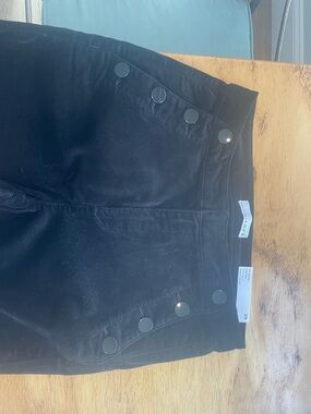 LOFT Black Velvet Button-Front Sailor Style Pant- Size 29 NWT